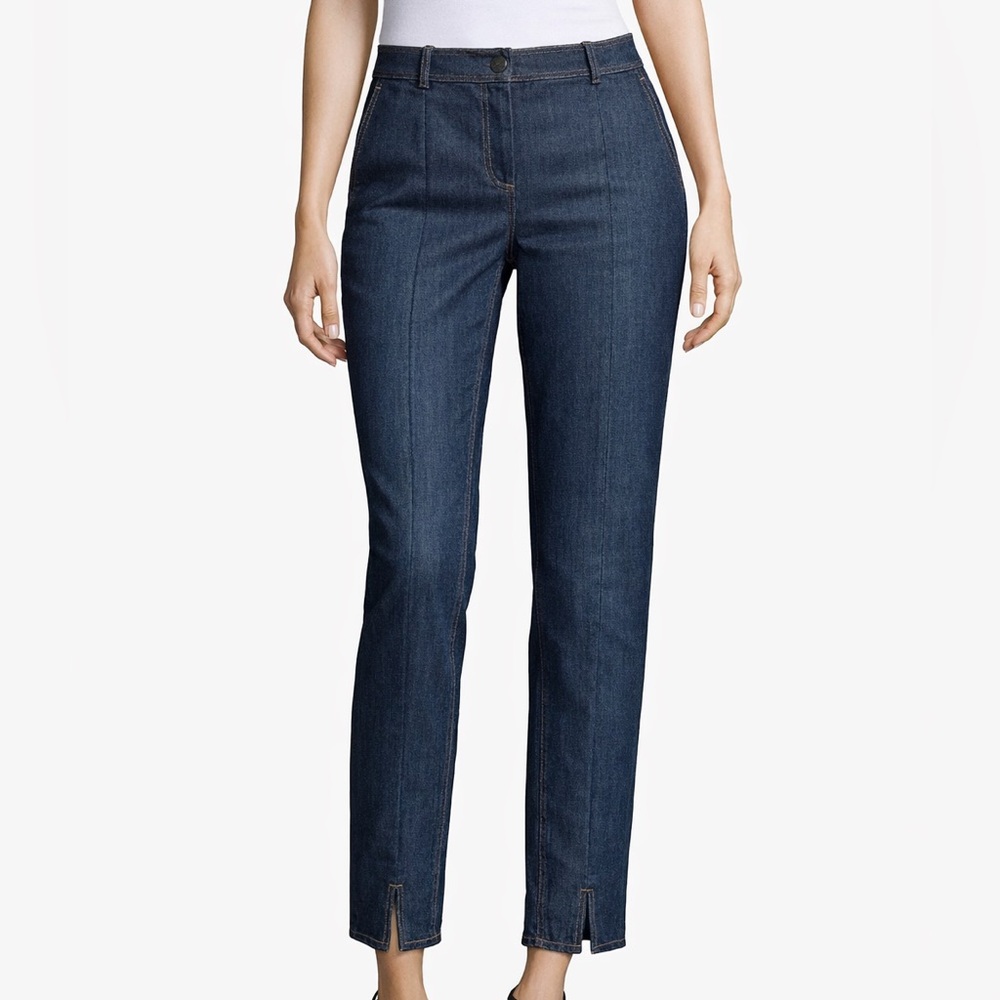 ST. JOHN Classic Blue Women's cropped Cambray Ankle Lightweight Jeans Sz 4 EUC